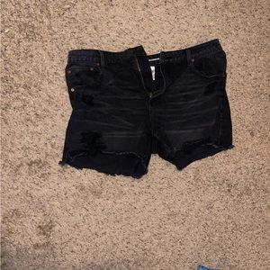 Black ripped Jean shorts
